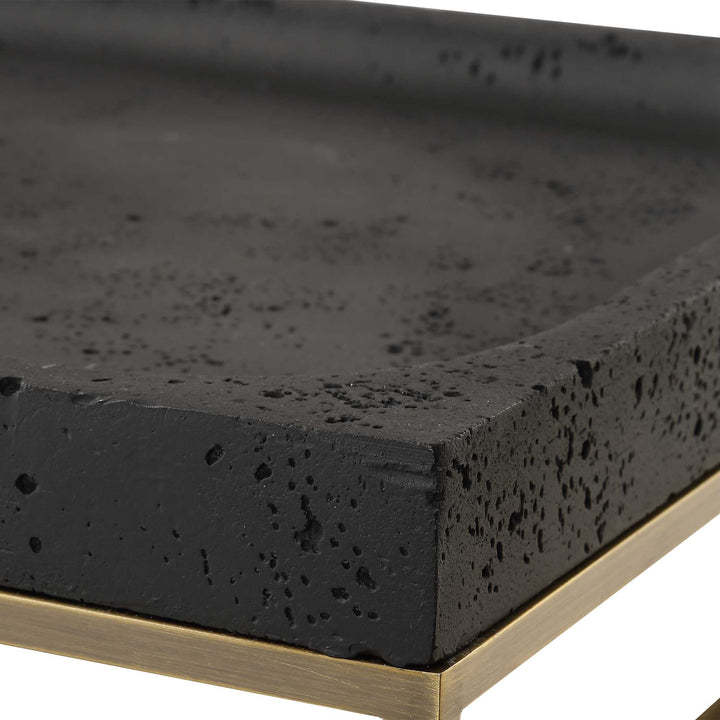 American Home Furniture Uttermost Shadowstone Cast Black Tray