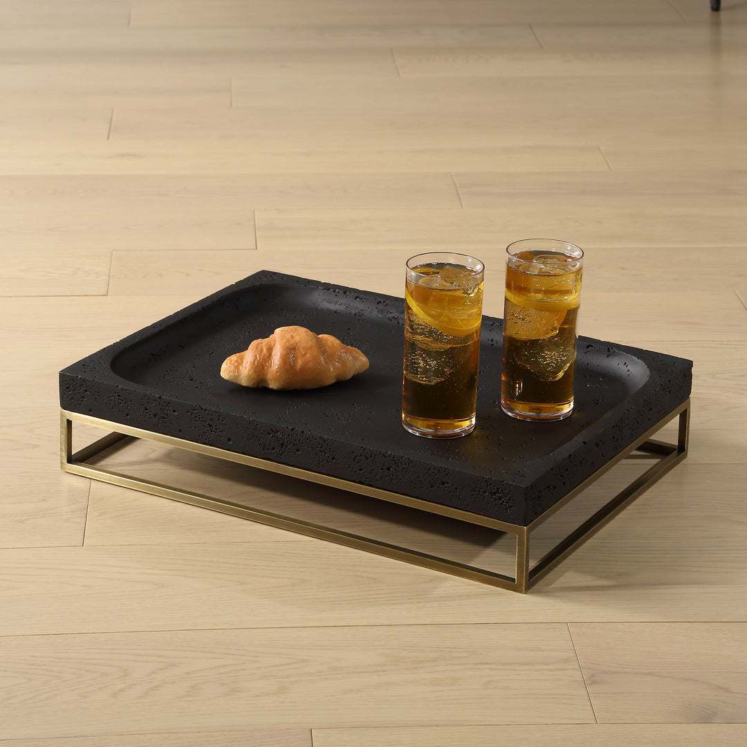 American Home Furniture | Uttermost - Shadowstone Cast Black Tray