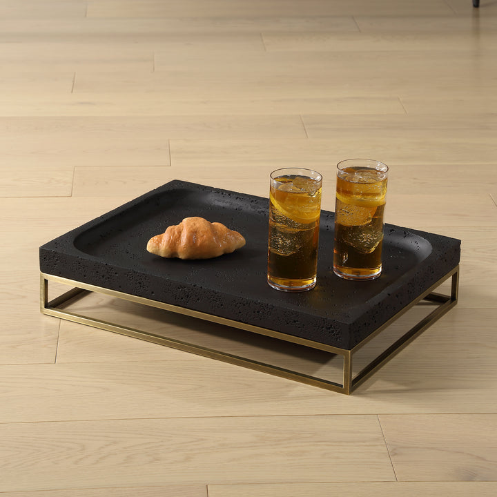 American Home Furniture | Uttermost - Shadowstone Cast Black Tray