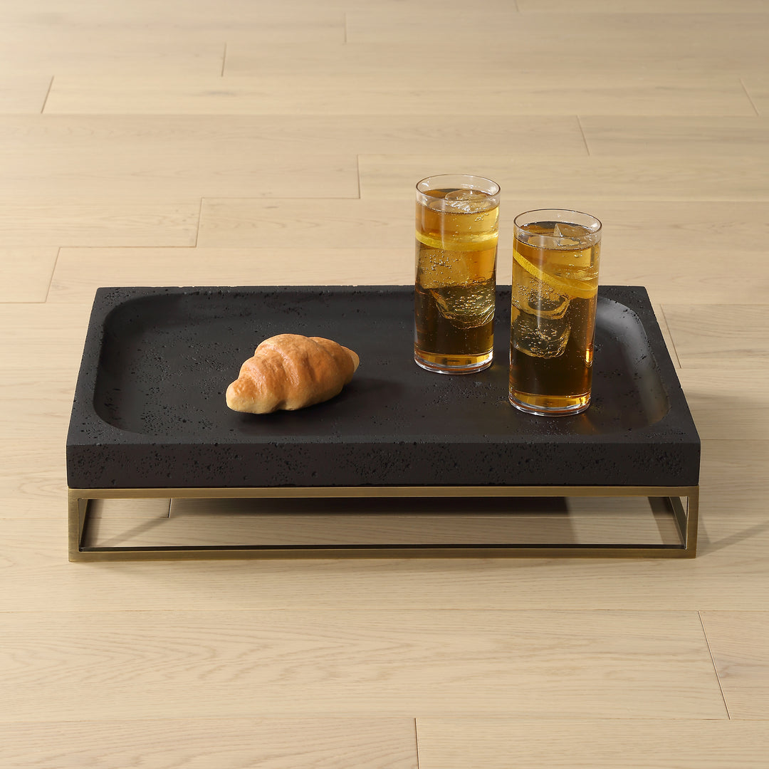 American Home Furniture | Uttermost - Shadowstone Cast Black Tray