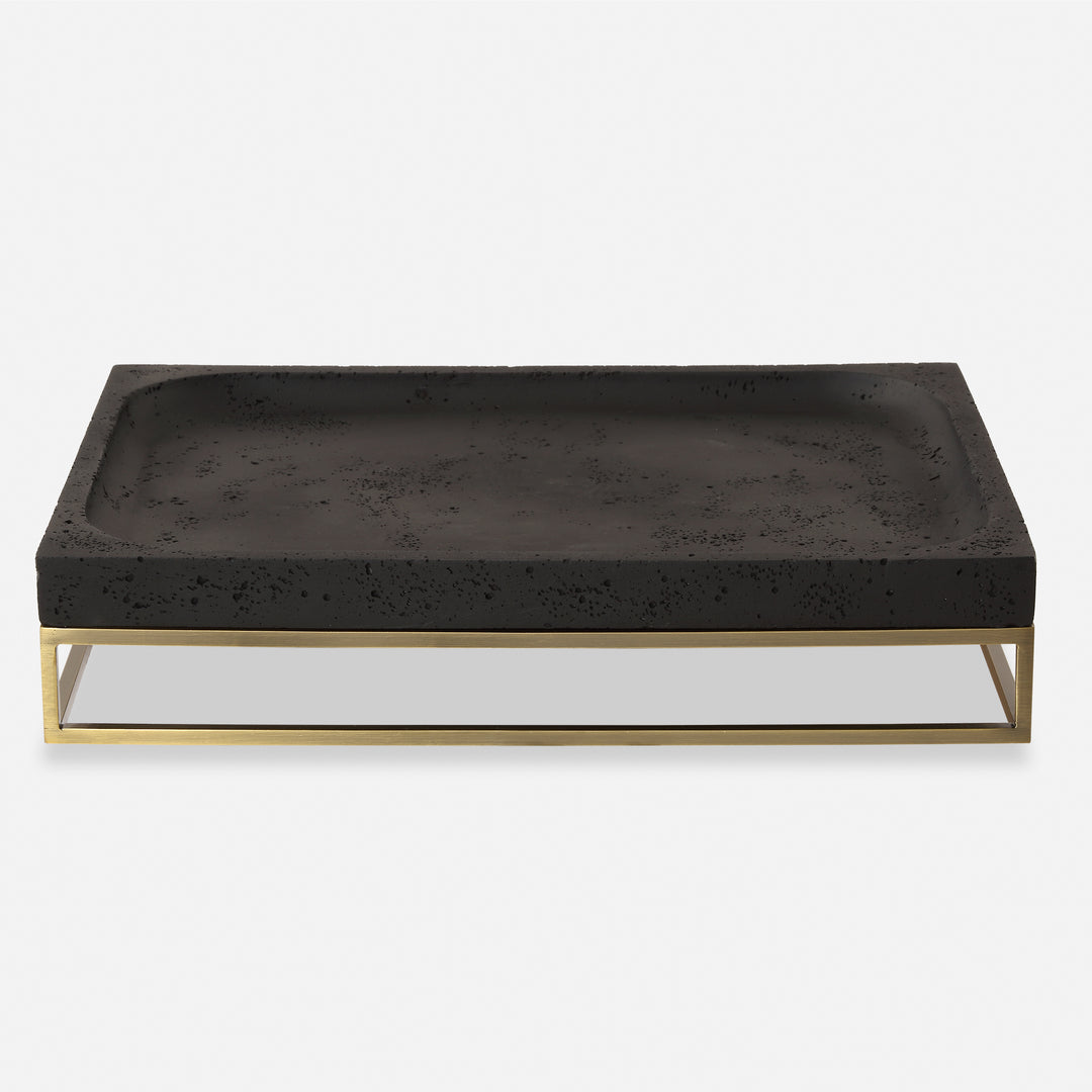 American Home Furniture | Uttermost - Shadowstone Cast Black Tray