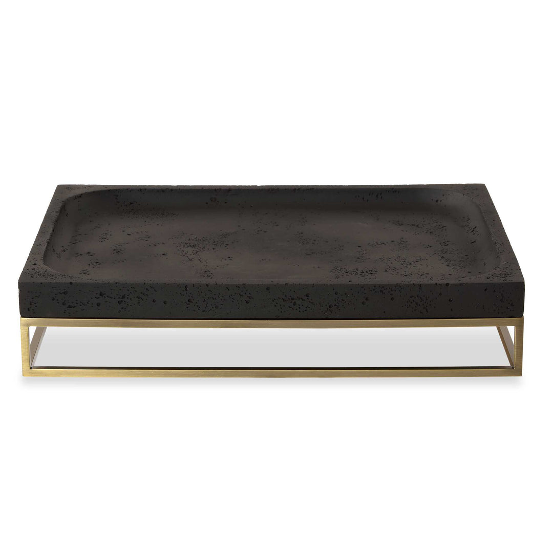 American Home Furniture Uttermost Shadowstone Cast Black Tray