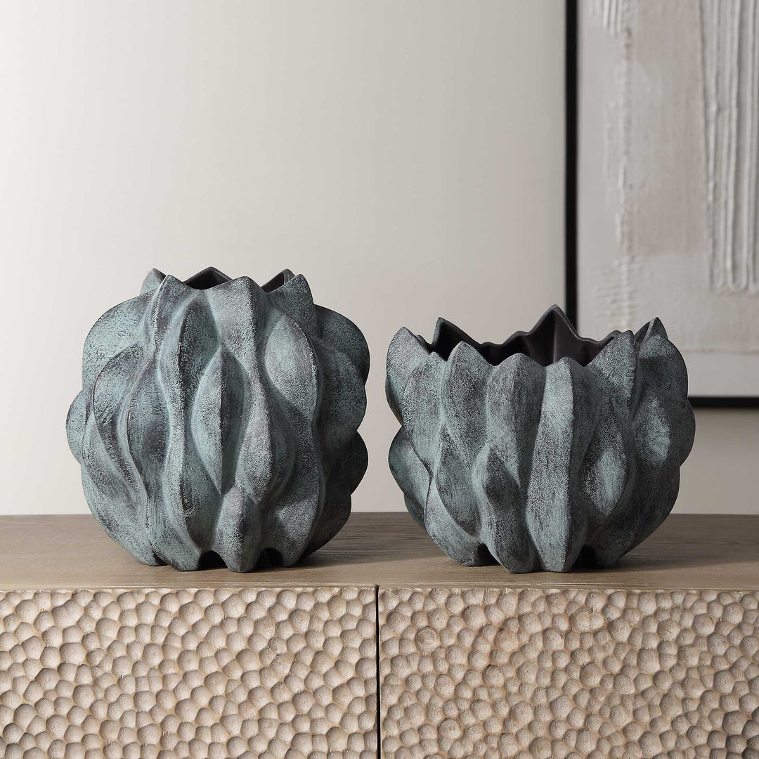 American Home Furniture Uttermost Verdant Bronze, Vases, S/2