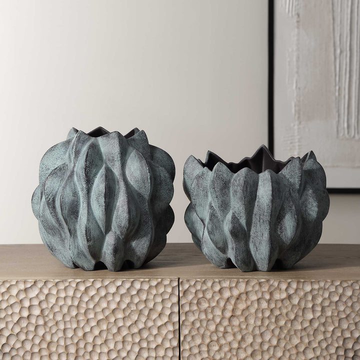 American Home Furniture Uttermost Verdant Bronze, Vases, S/2
