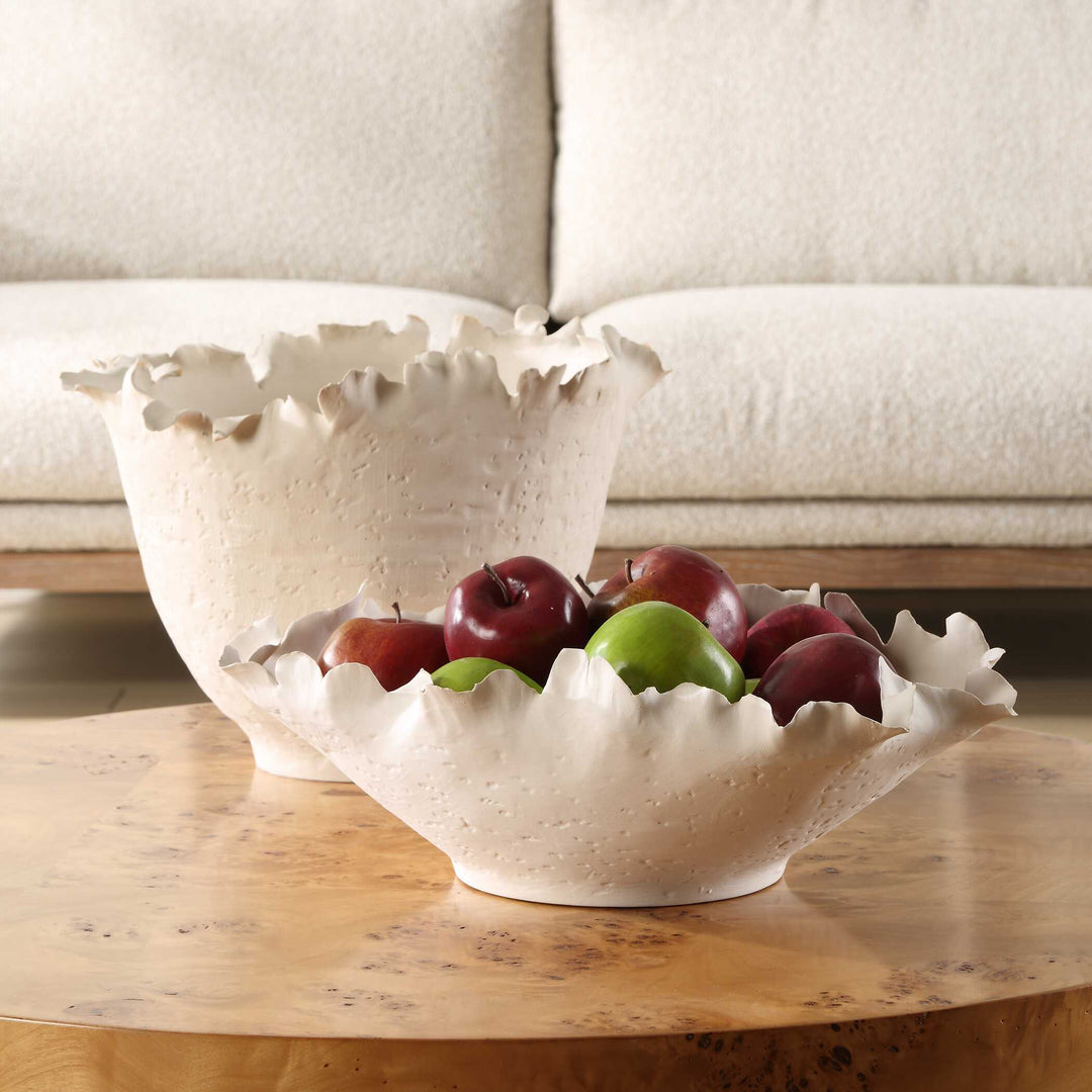 American Home Furniture Uttermost Blossom Short Off-white Bowl