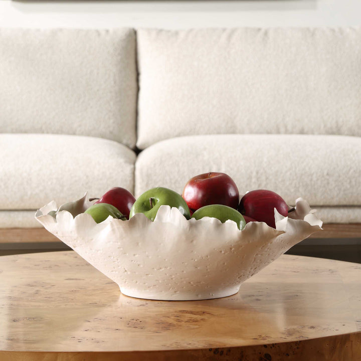American Home Furniture Uttermost Blossom Short Off-white Bowl
