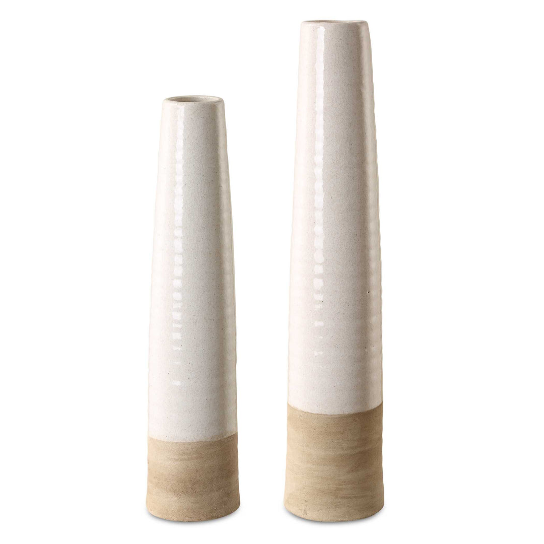 American Home Furniture Uttermost Ivory Sands Ceramic Vases, S/2