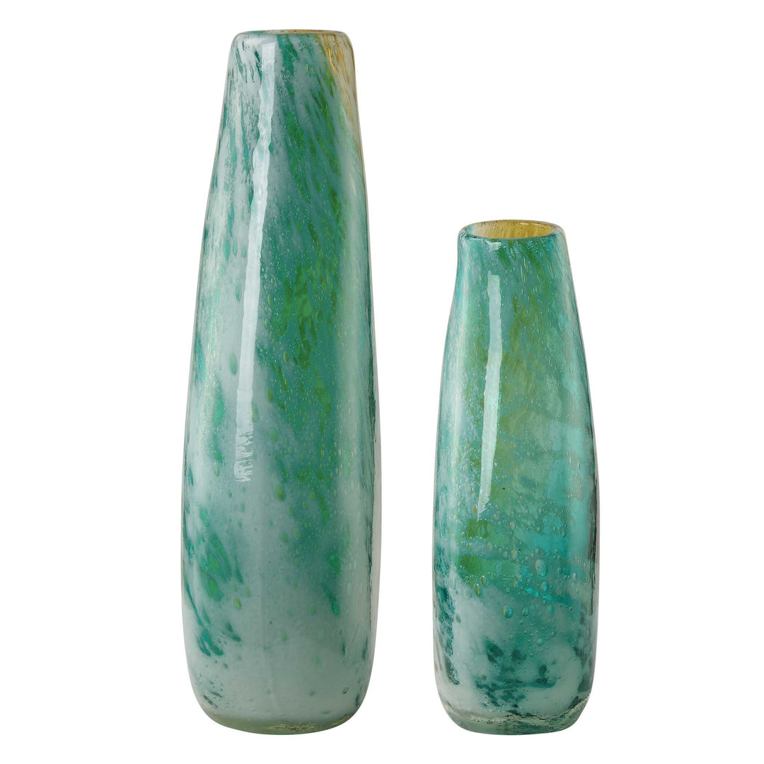 American Home Furniture Uttermost High Tide Glass Vases, S/2