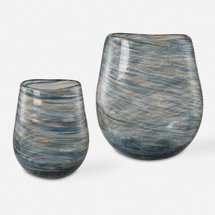 American Home Furniture | Uttermost - Aurora Swirl Glass Vases, S/2