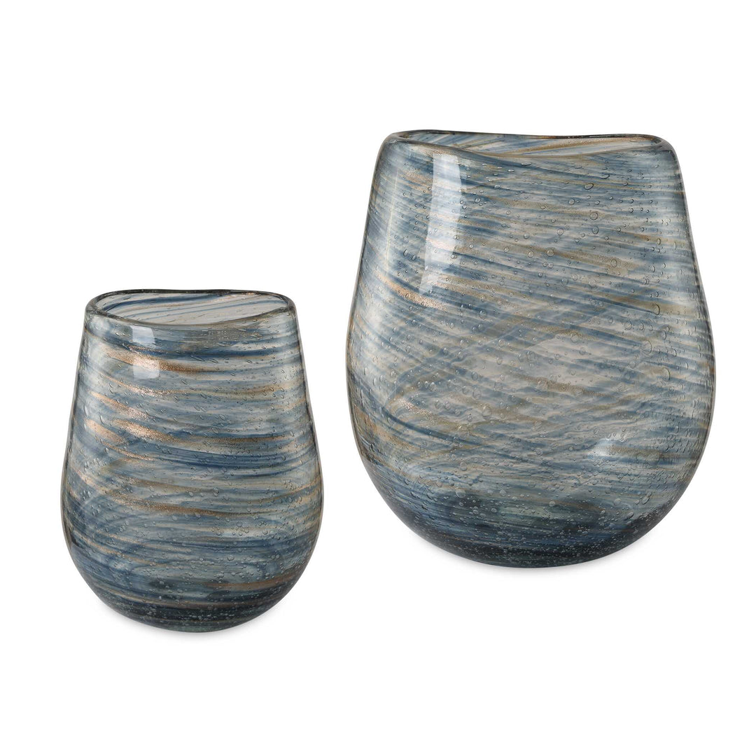 American Home Furniture Uttermost Aurora Swirl Glass Vases, S/2