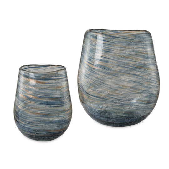 American Home Furniture Uttermost Aurora Swirl Glass Vases, S/2