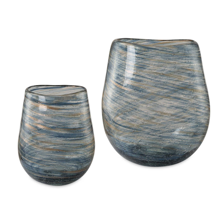 American Home Furniture Uttermost Aurora Swirl Glass Vases, S/2