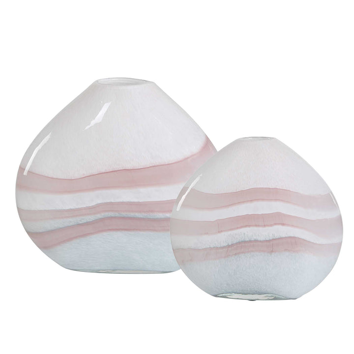 American Home Furniture Uttermost Blush Swirl Glass Vases, S/2
