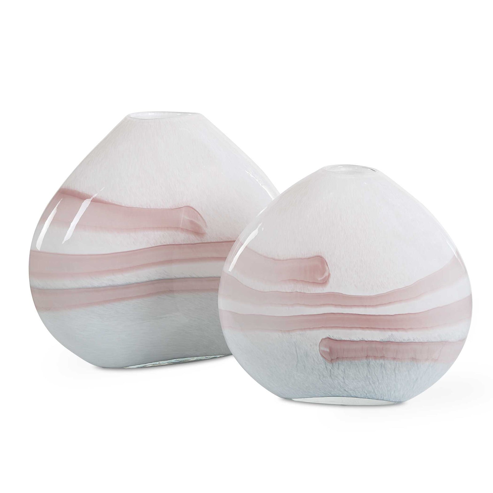 American Home Furniture Uttermost Blush Swirl Glass Vases, S/2