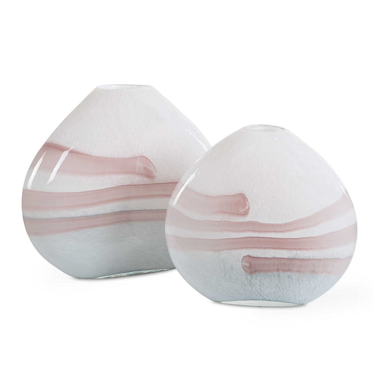 American Home Furniture Uttermost Blush Swirl Glass Vases, S/2