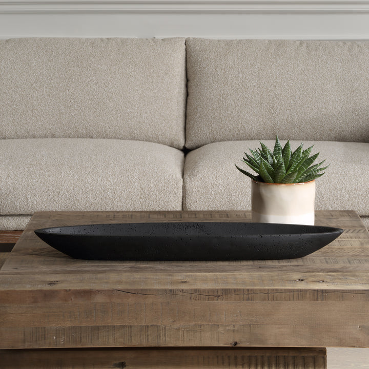 American Home Furniture | Uttermost - Vessel Cast Black Canoe Bowl