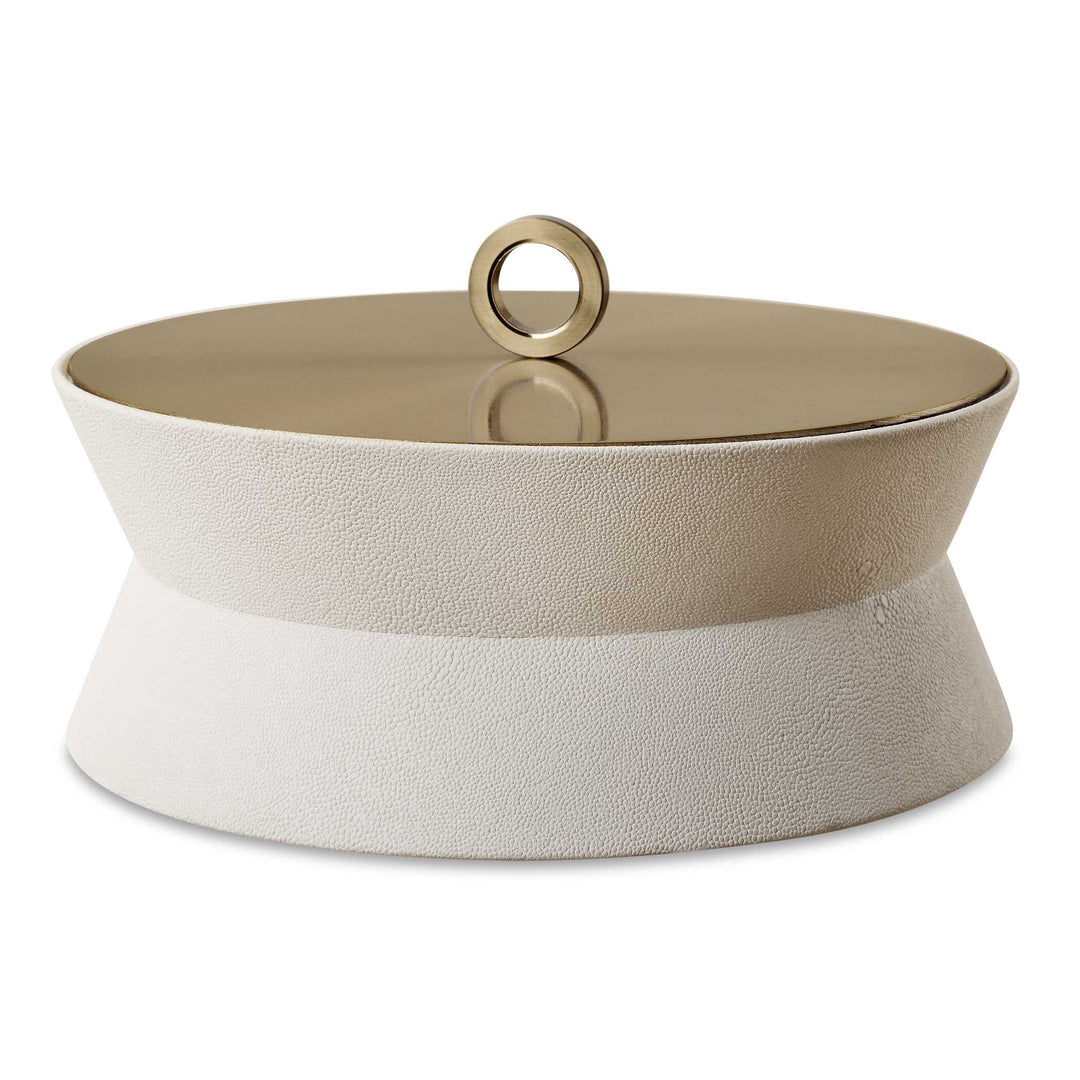 American Home Furniture Uttermost Luxe White Shagreen Round Box