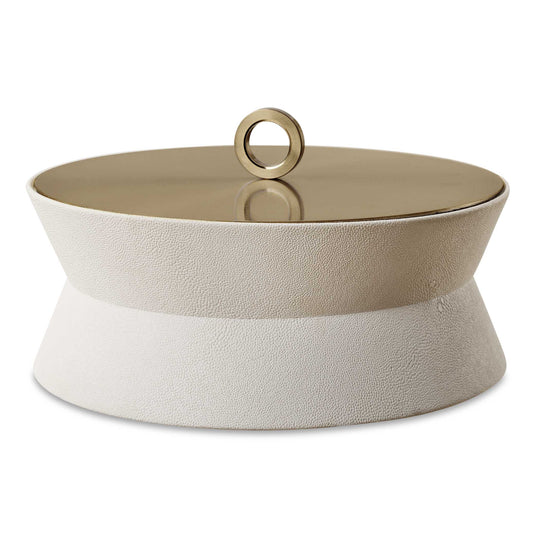 American Home Furniture Uttermost Luxe White Shagreen Round Box
