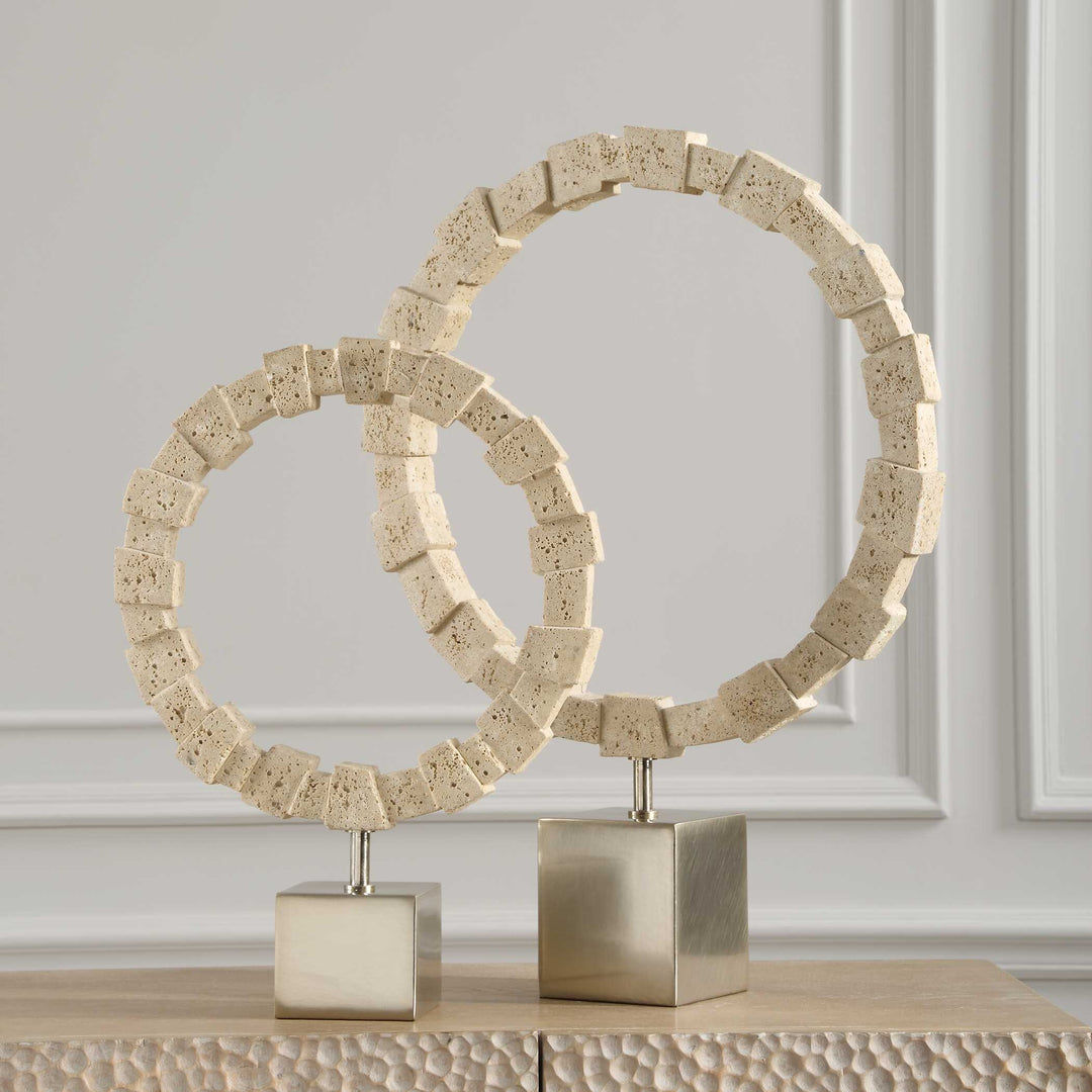 American Home Furniture Uttermost Ivory Fusion Stone Rings, S/2