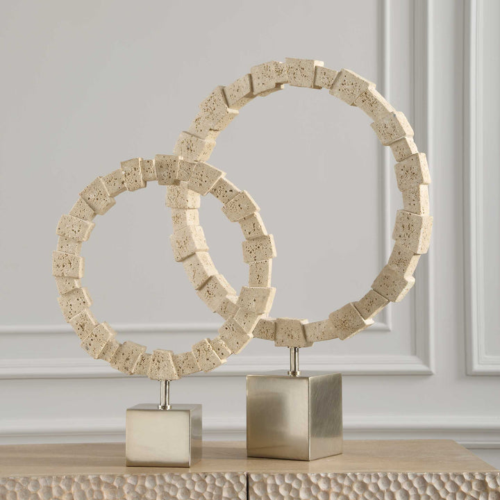 American Home Furniture Uttermost Ivory Fusion Stone Rings, S/2