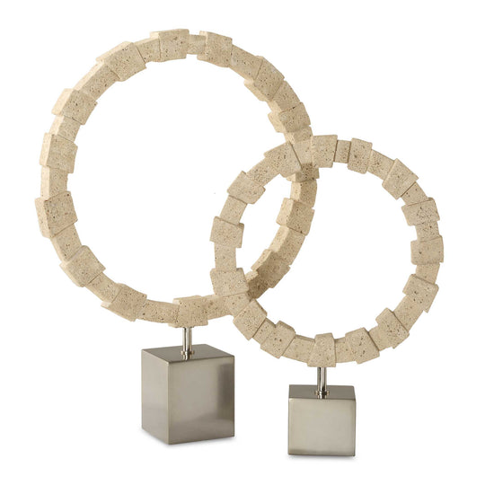 American Home Furniture Uttermost Ivory Fusion Stone Rings, S/2