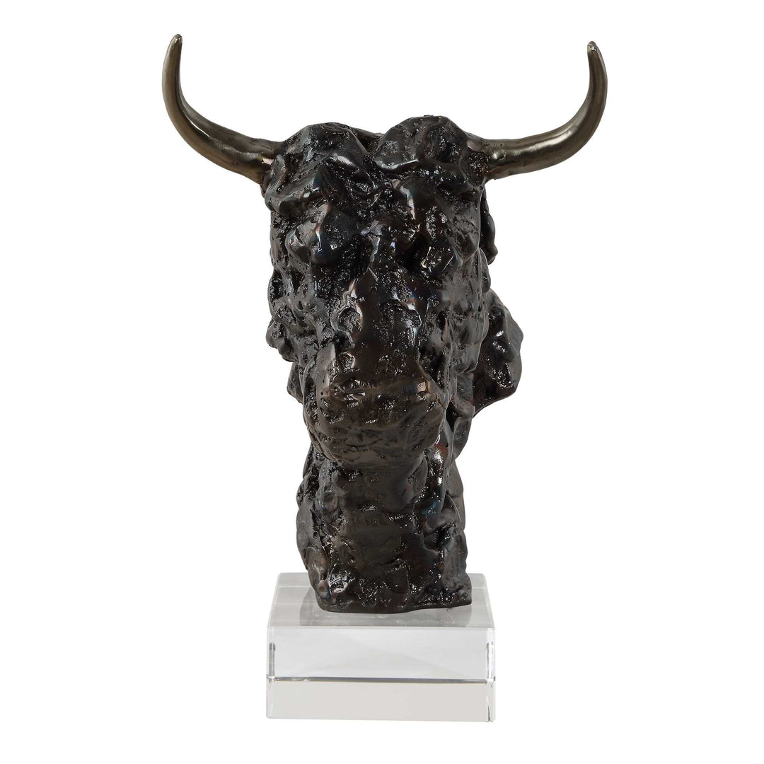 American Home Furniture Uttermost Bison Bust Bronze Sculpture