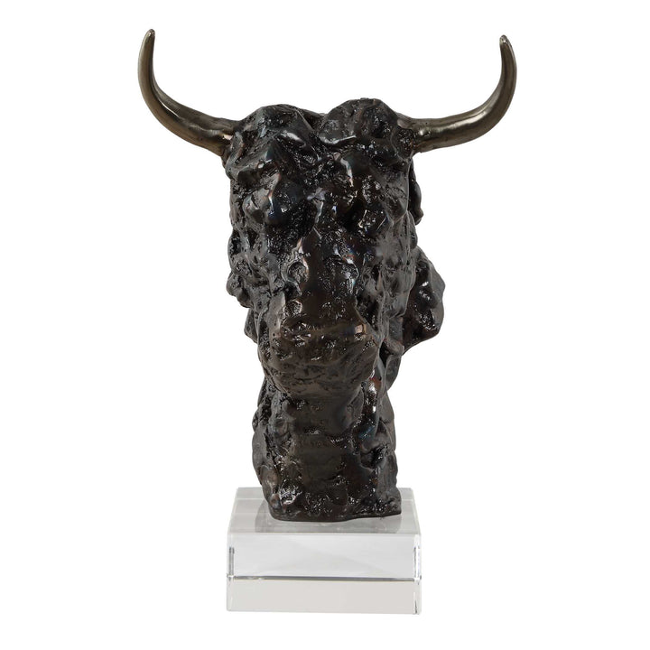 American Home Furniture Uttermost Bison Bust Bronze Sculpture