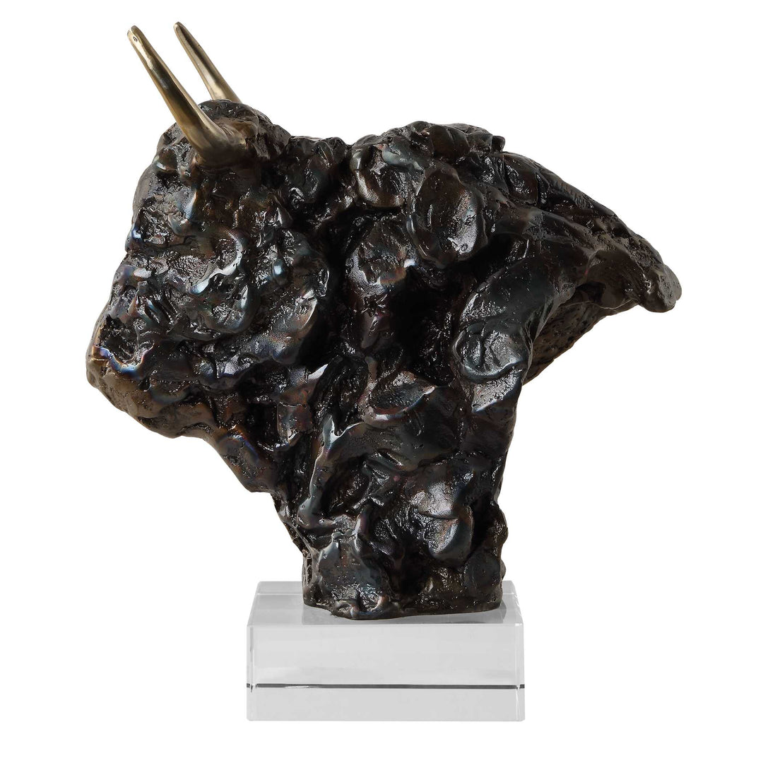 American Home Furniture Uttermost Bison Bust Bronze Sculpture