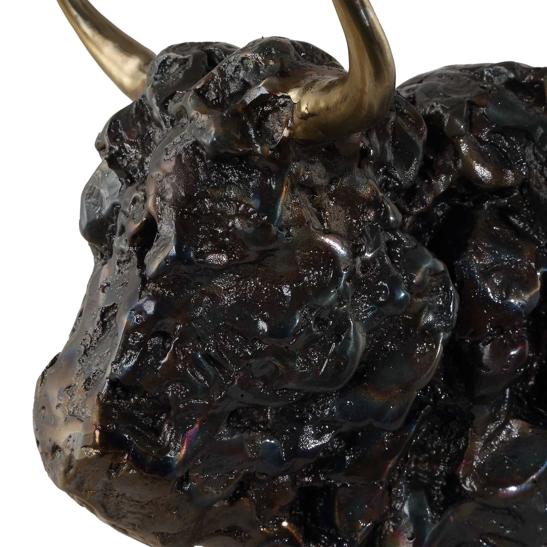 American Home Furniture Uttermost Bison Bust Bronze Sculpture
