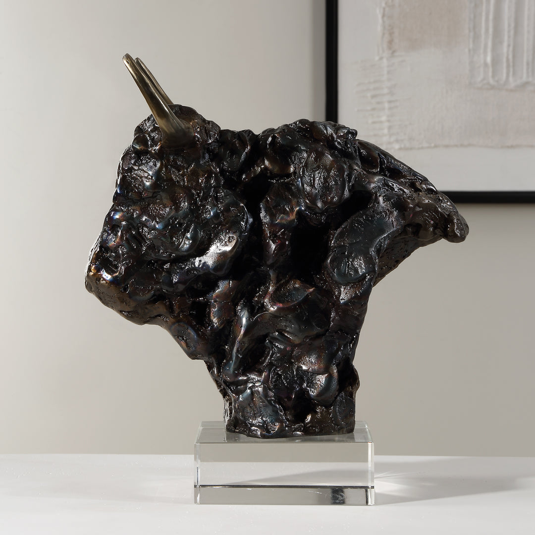 American Home Furniture | Uttermost - Bison Bust Bronze Sculpture