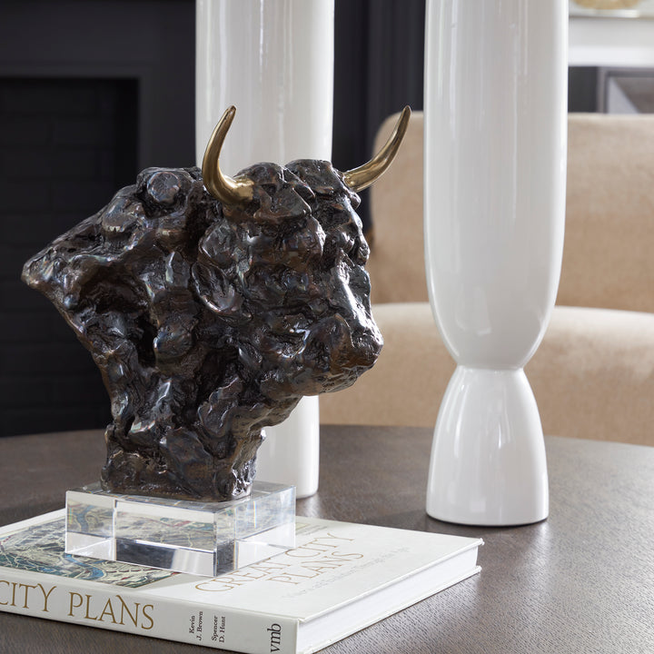 American Home Furniture | Uttermost - Bison Bust Bronze Sculpture