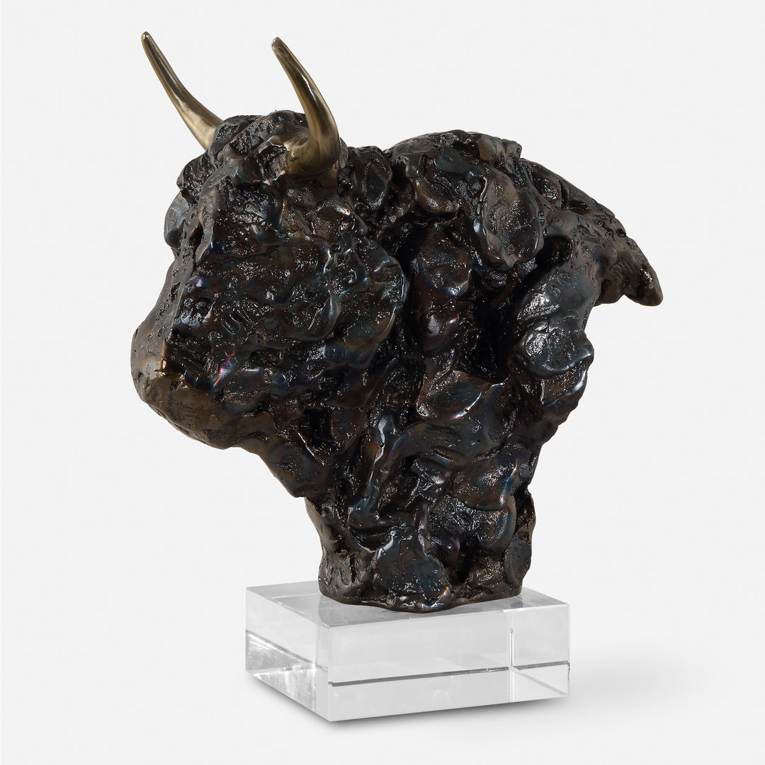 American Home Furniture | Uttermost - Bison Bust Bronze Sculpture