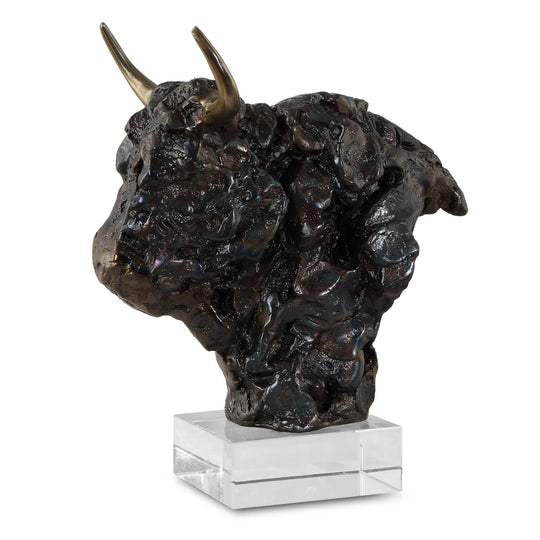 American Home Furniture Uttermost Bison Bust Bronze Sculpture