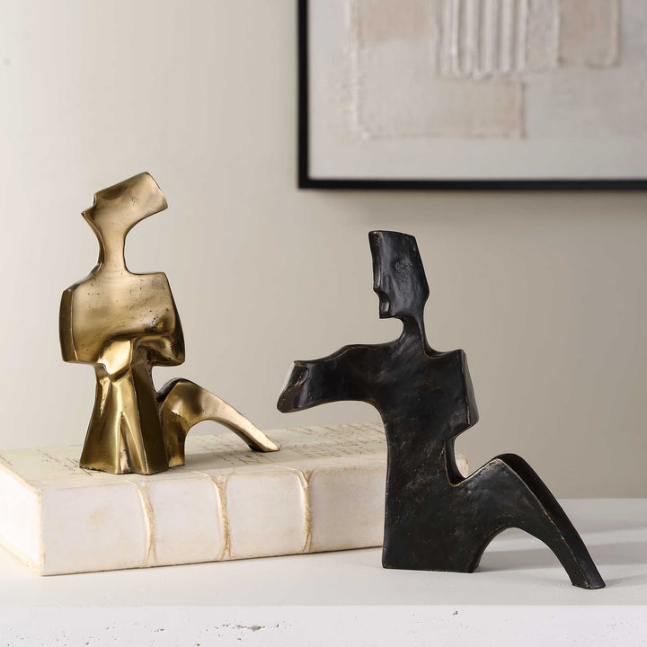 American Home Furniture Uttermost Affection Bronze Gold Sculpture, S/2