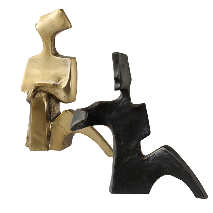 American Home Furniture | Uttermost - Affection Bronze Gold Sculpture, S/2