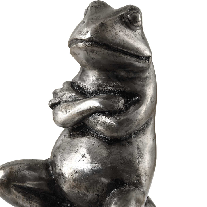 American Home Furniture Uttermost Daydreaming Frogs Aged Silver Bookends, S/2