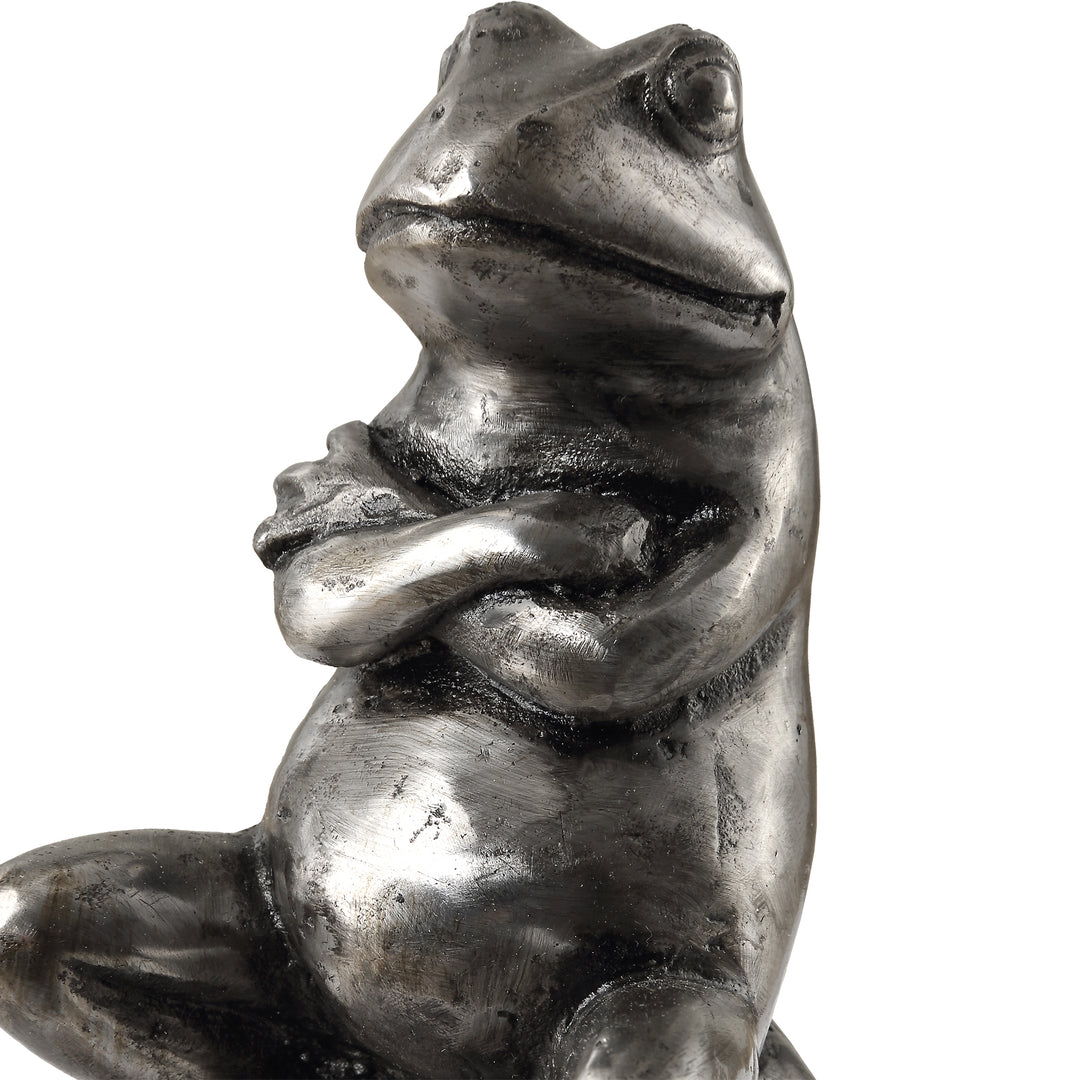 American Home Furniture | Uttermost - Daydreaming Frogs Aged Silver Bookends, S/2