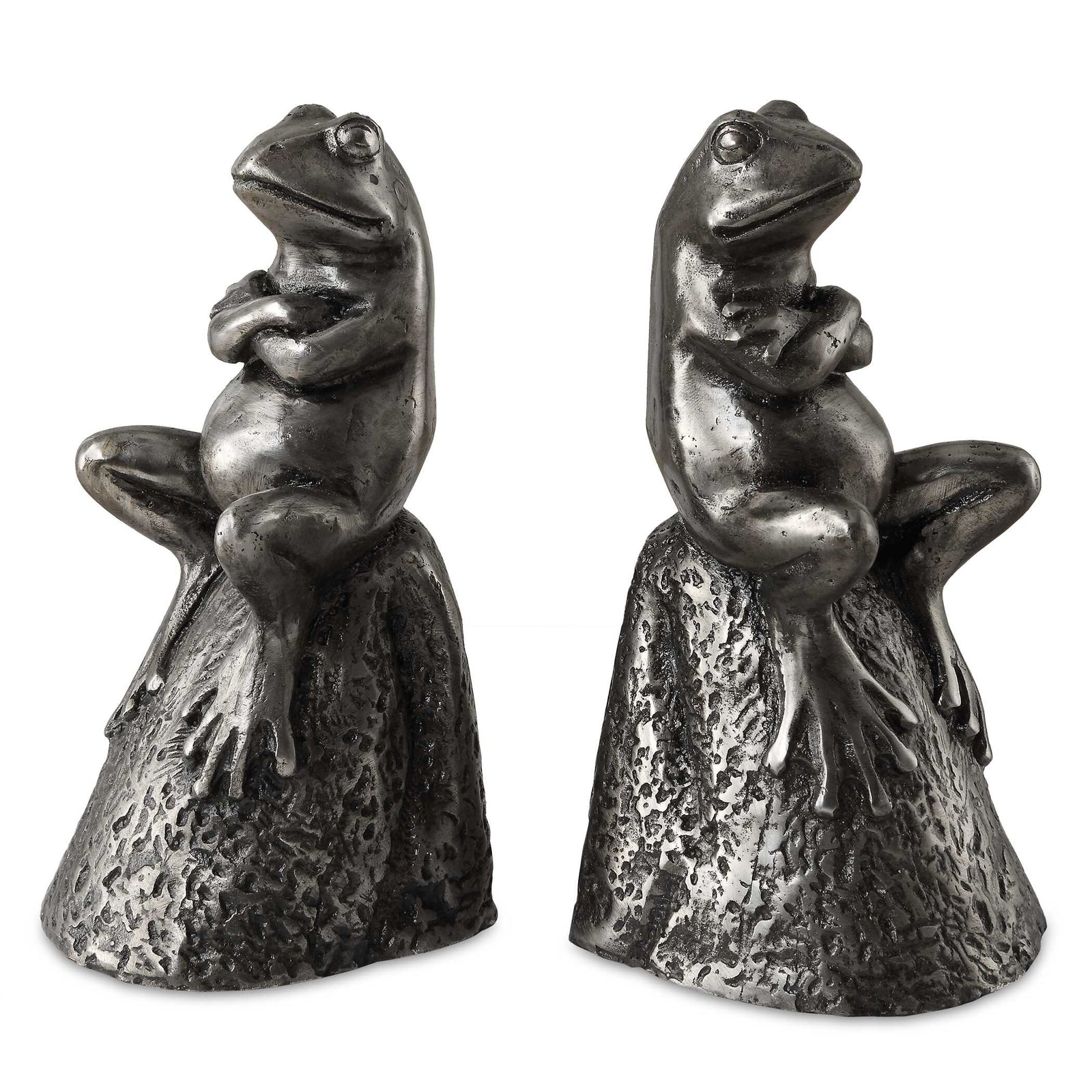 American Home Furniture Uttermost Daydreaming Frogs Aged Silver Bookends, S/2