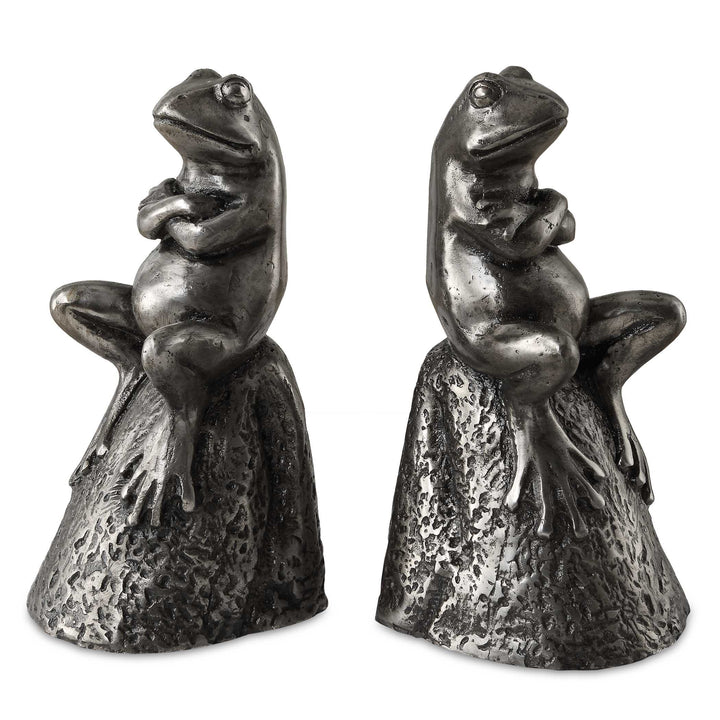 American Home Furniture Uttermost Daydreaming Frogs Aged Silver Bookends, S/2