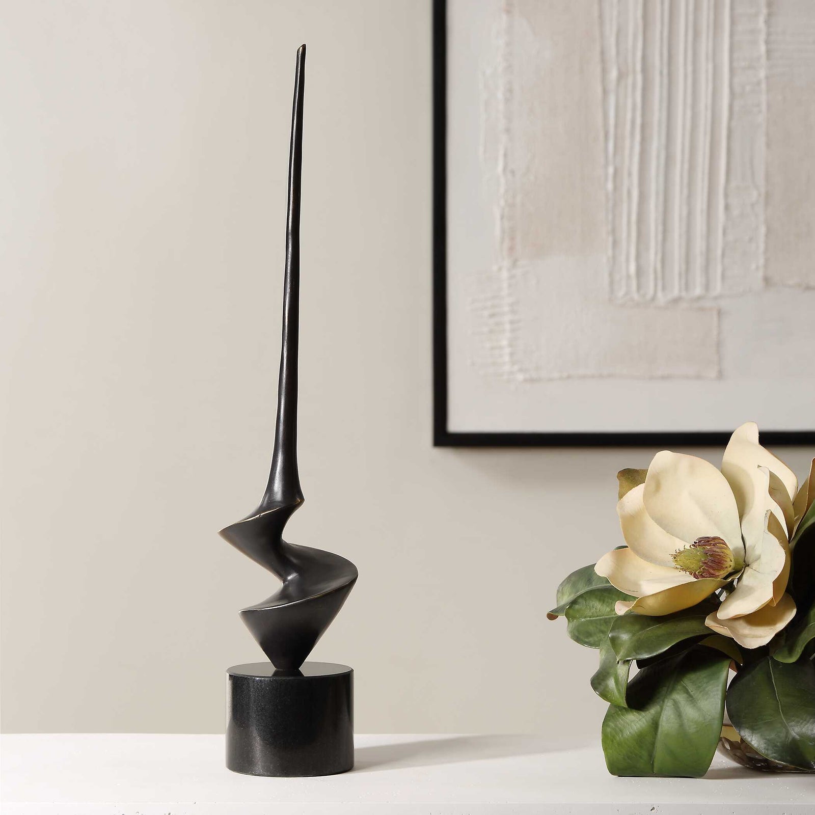 American Home Furniture Uttermost All Twisted Bronze Sculpture