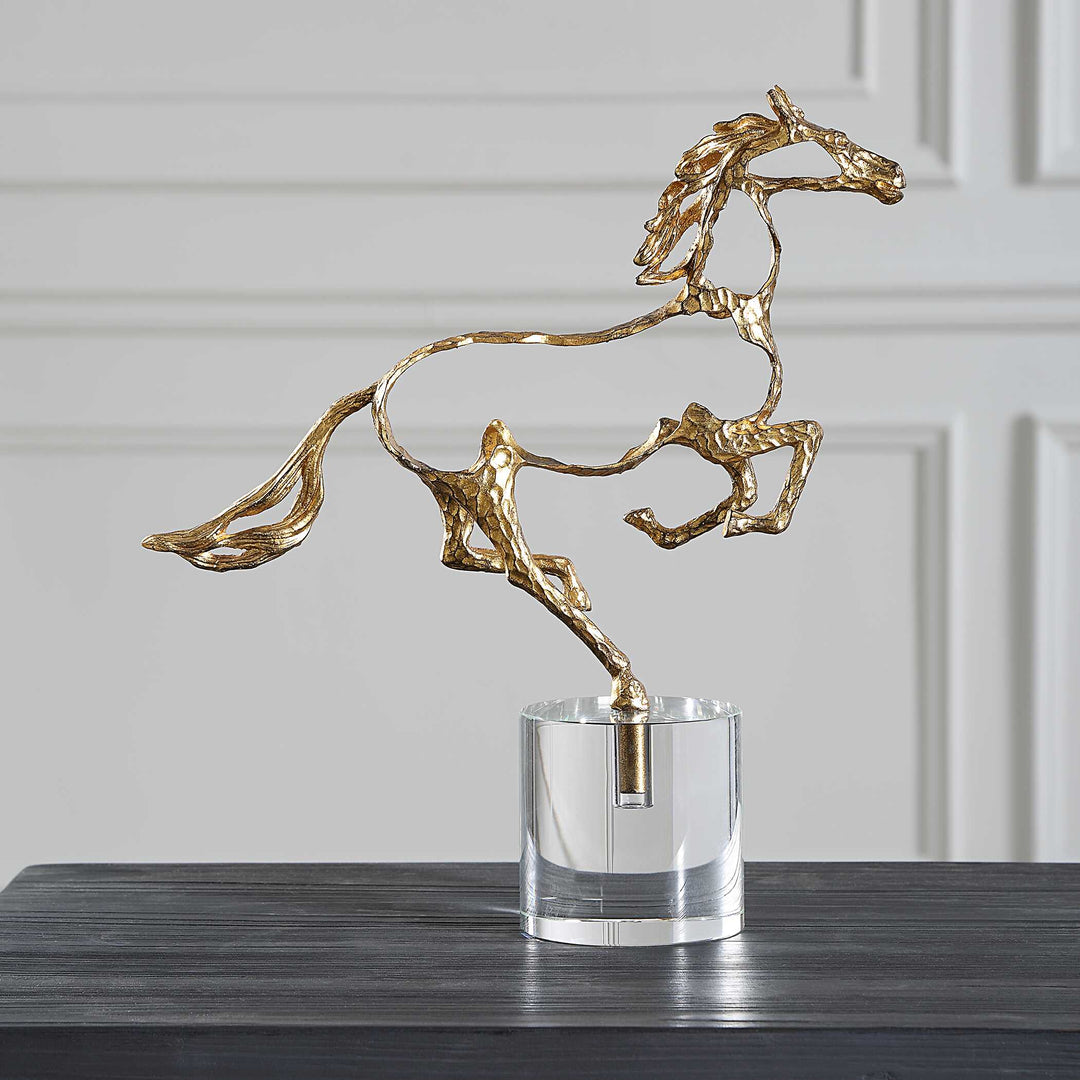 American Home Furniture Uttermost Gallop Gold Sculpture