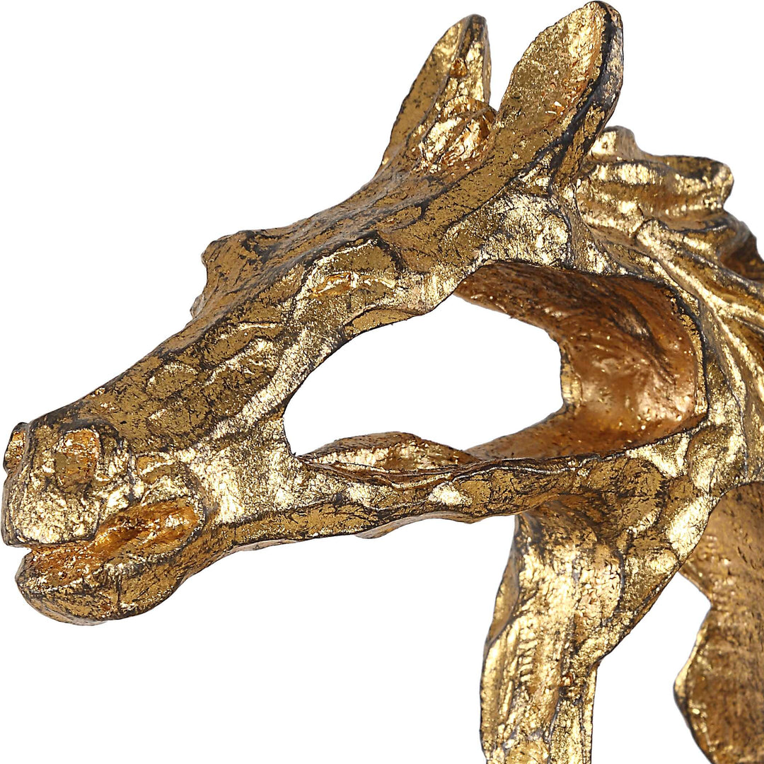 American Home Furniture Uttermost Gallop Gold Sculpture