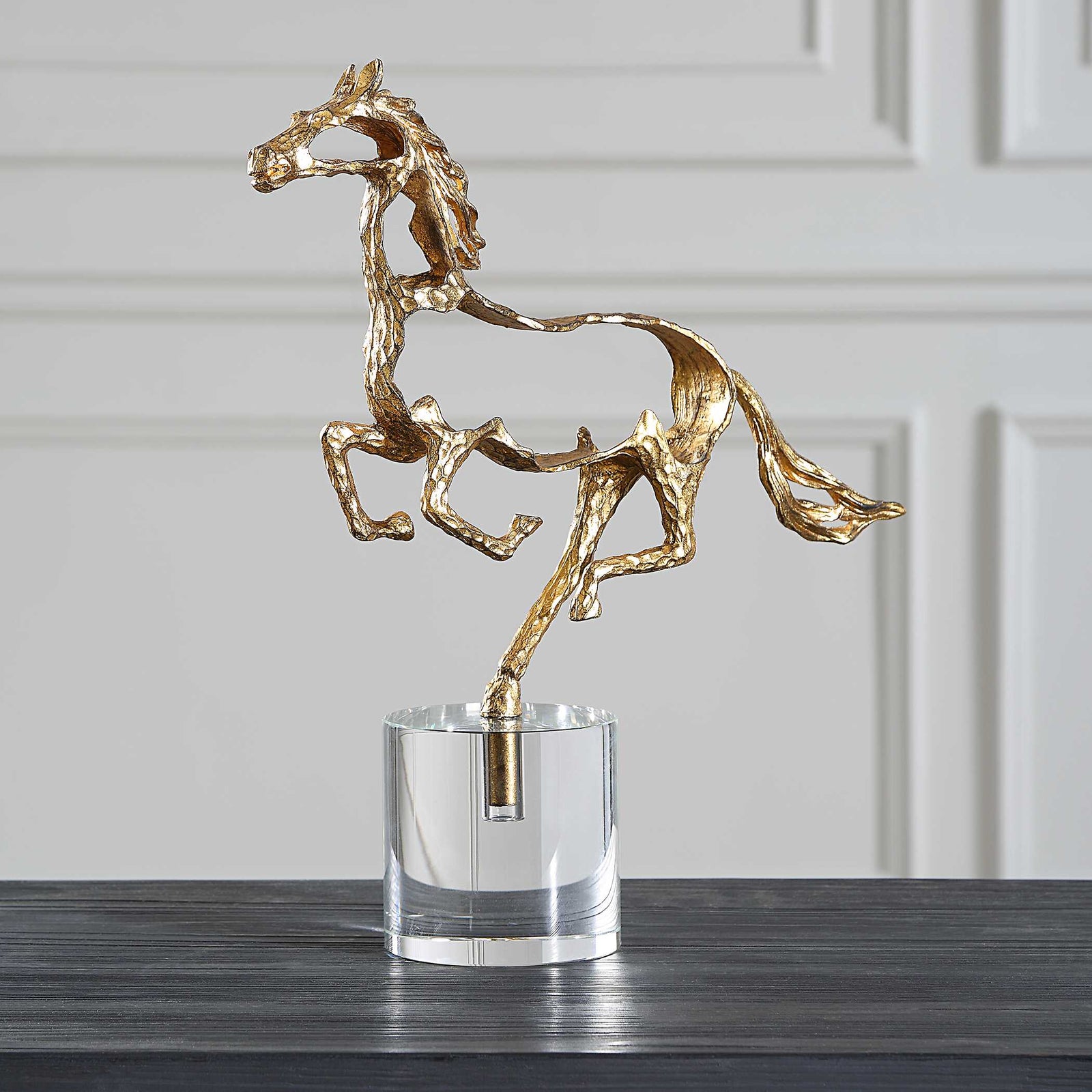 American Home Furniture Uttermost Gallop Gold Sculpture