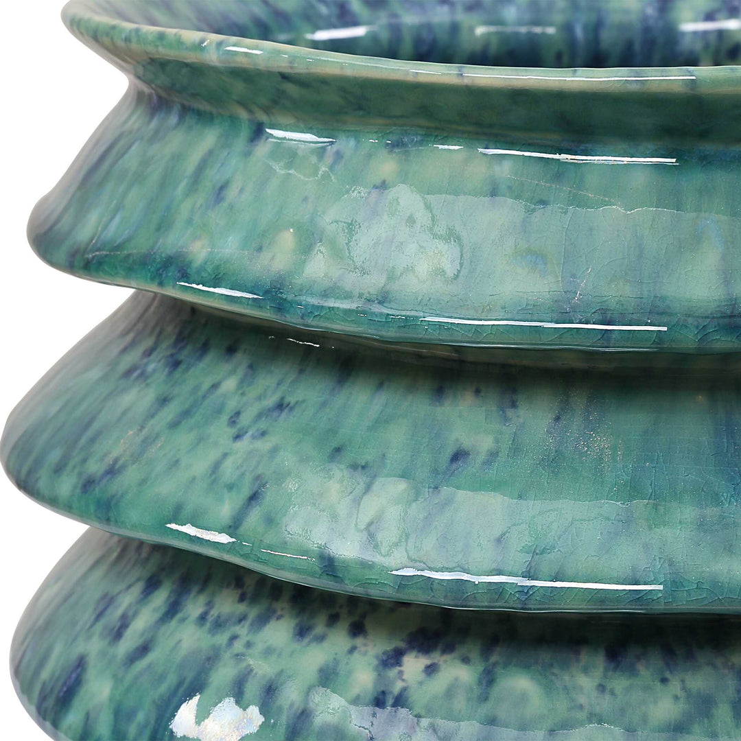 American Home Furniture Uttermost ZigZag Blue Green Bowls Set of 2
