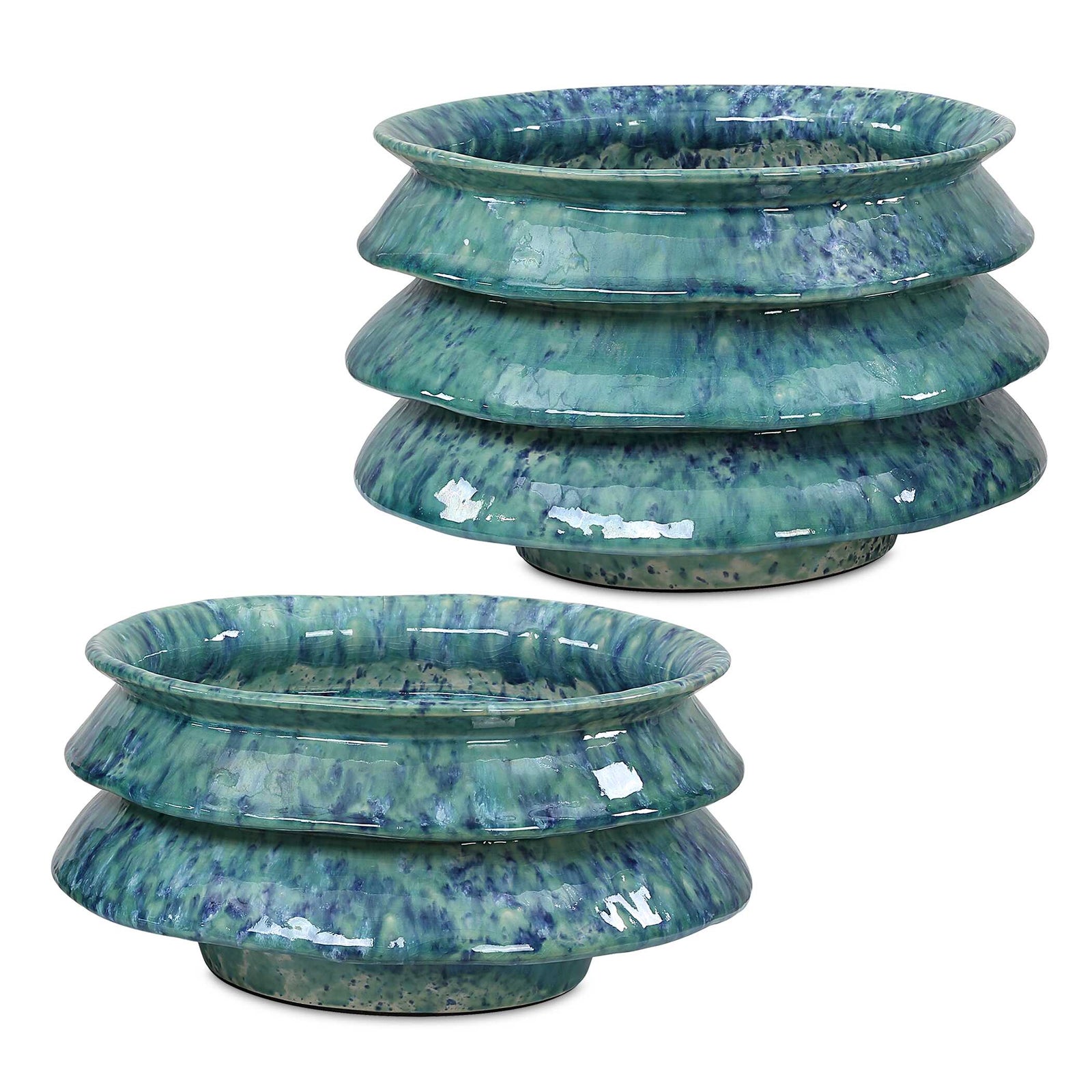 American Home Furniture Uttermost ZigZag Blue Green Bowls Set of 2