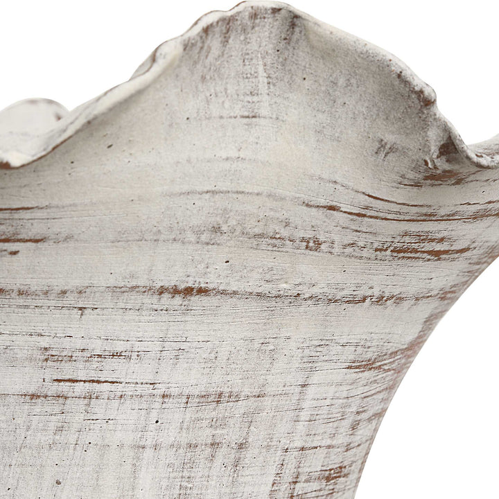 American Home Furniture Uttermost Ruffled Petal White Vases Set of 2