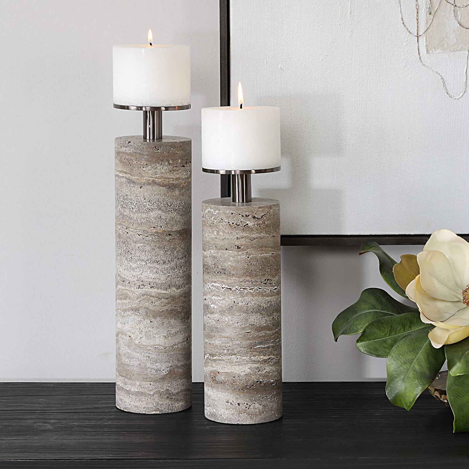 American Home Furniture Uttermost Shadowstone Candleholders Set of 2