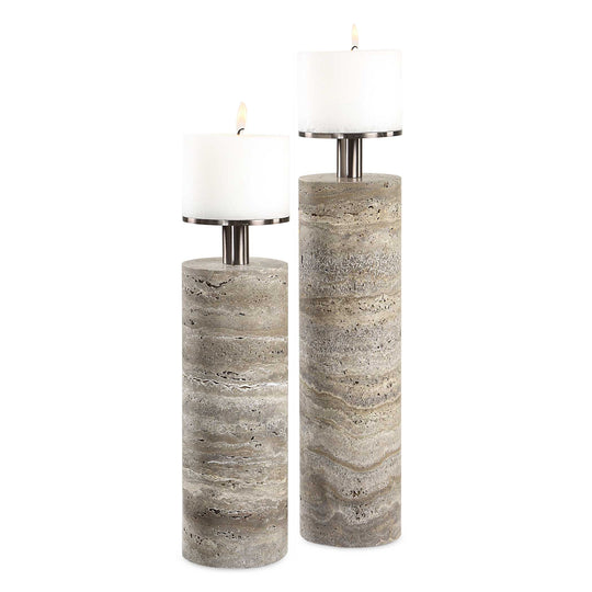 American Home Furniture Uttermost Shadowstone Candleholders Set of 2
