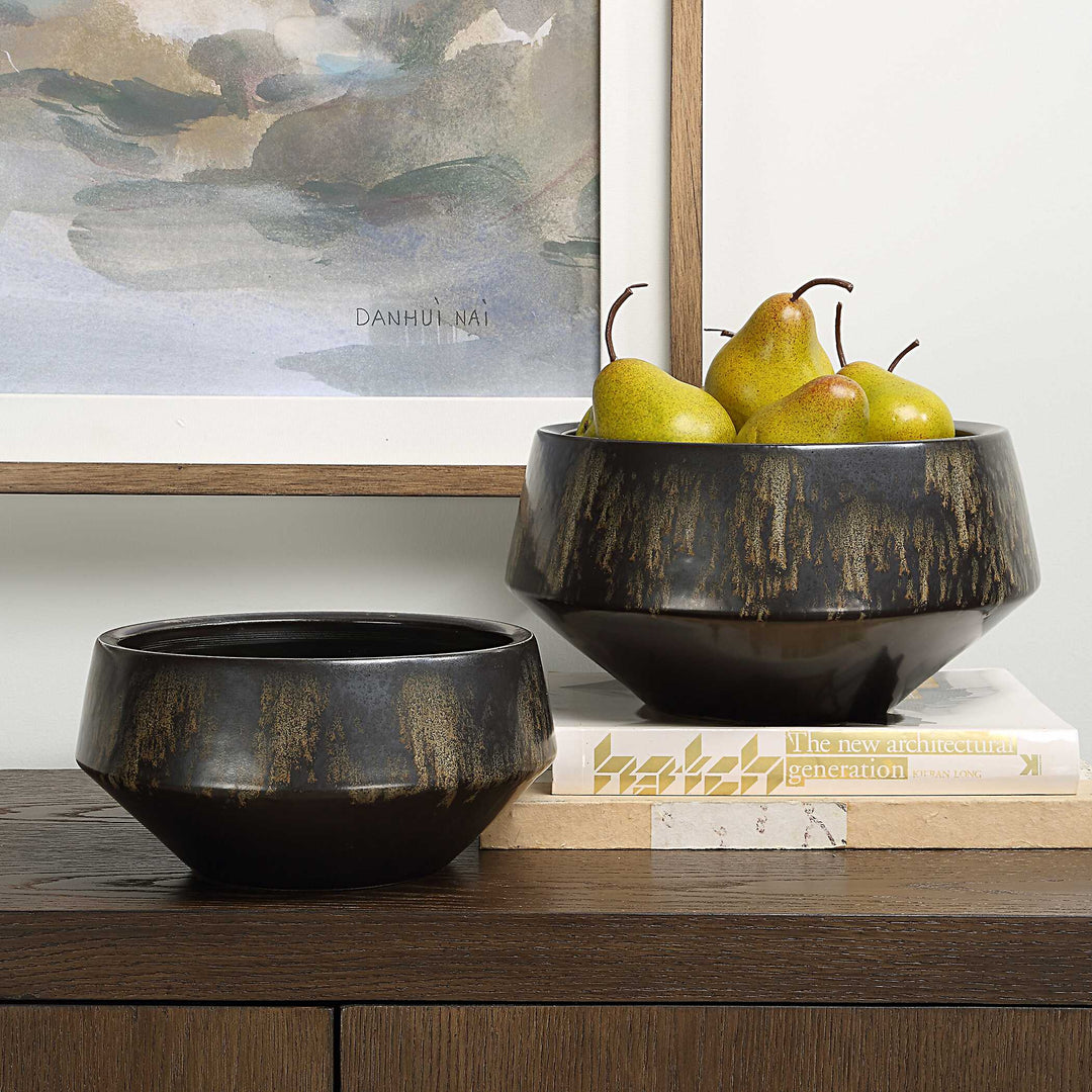 American Home Furniture Uttermost Bronze Duo Vases Set of 2