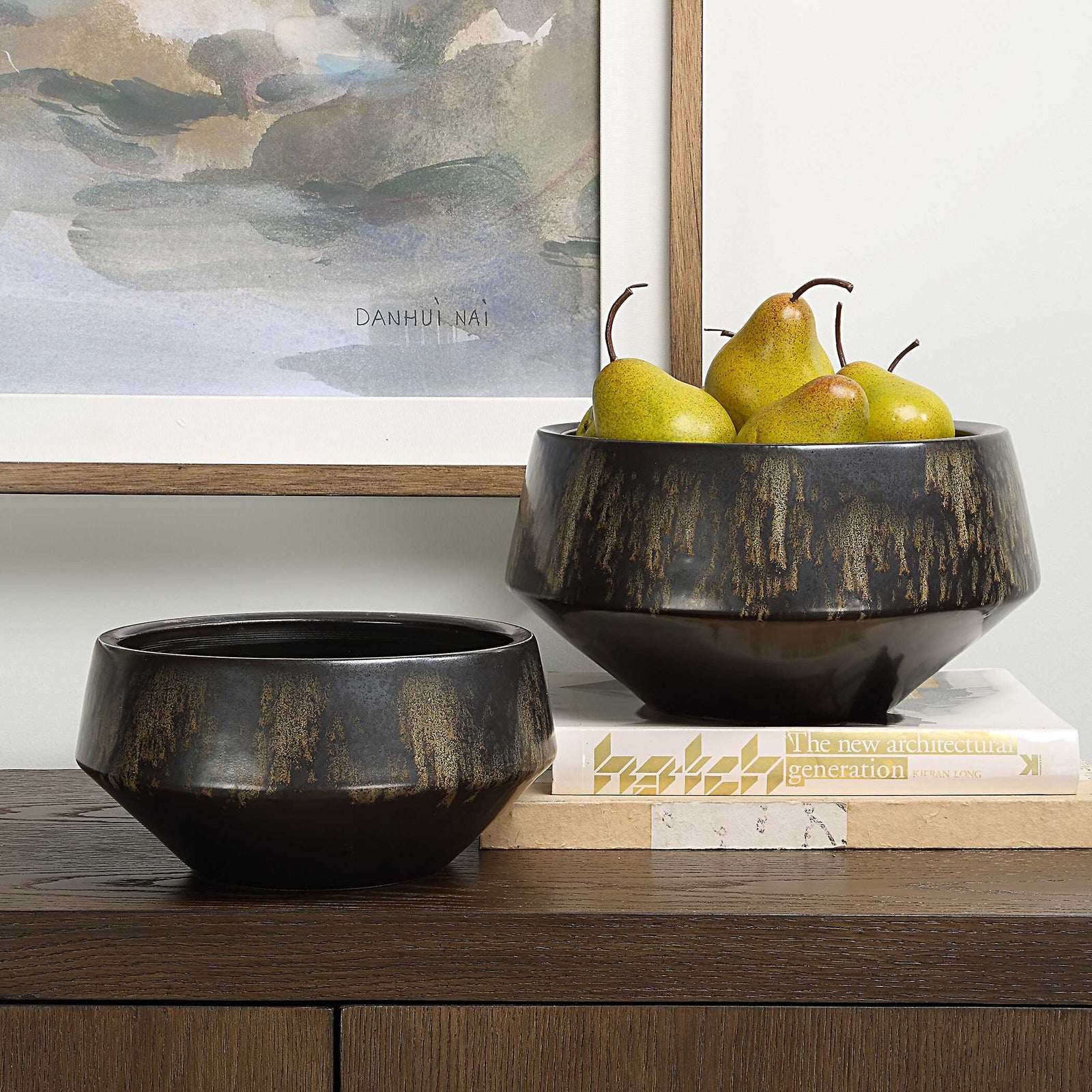 American Home Furniture Uttermost Bronze Duo Vases Set of 2
